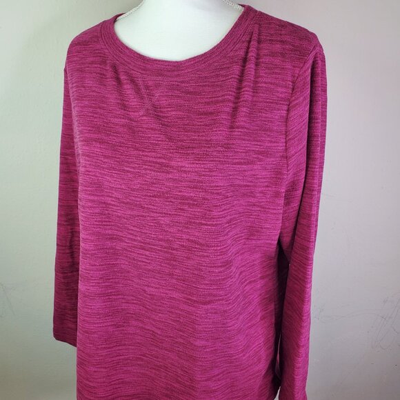 Karen Scott Womens Magenta Fleece Marled Sweatshirt PXL - Picture 3 of 10
